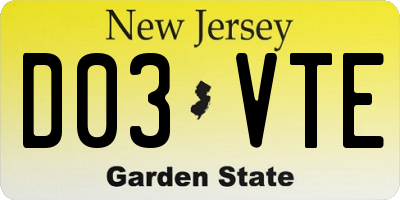 NJ license plate D03VTE