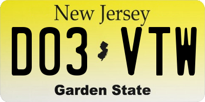 NJ license plate D03VTW