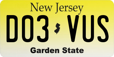 NJ license plate D03VUS