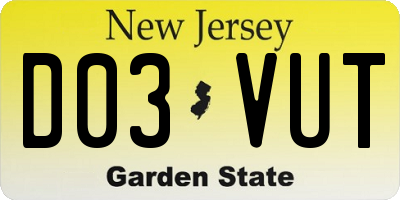 NJ license plate D03VUT