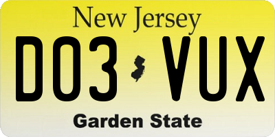 NJ license plate D03VUX