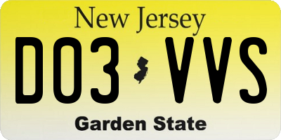NJ license plate D03VVS