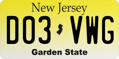 NJ license plate D03VWG