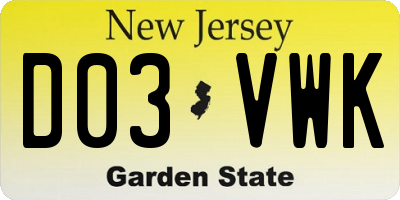 NJ license plate D03VWK