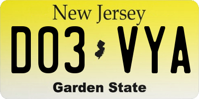 NJ license plate D03VYA