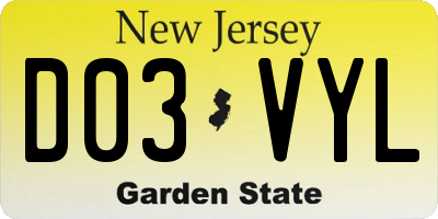 NJ license plate D03VYL