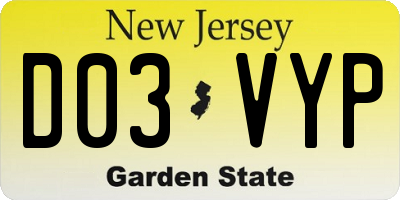 NJ license plate D03VYP