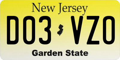 NJ license plate D03VZO