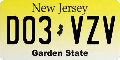 NJ license plate D03VZV