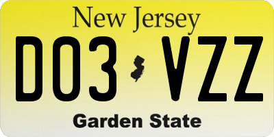 NJ license plate D03VZZ