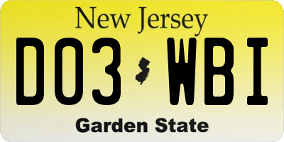 NJ license plate D03WBI