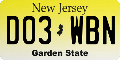NJ license plate D03WBN