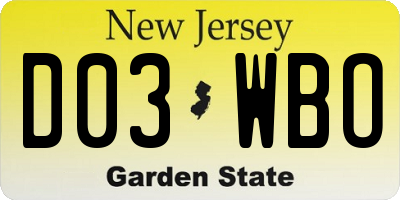 NJ license plate D03WBO