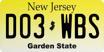 NJ license plate D03WBS