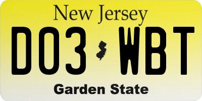 NJ license plate D03WBT