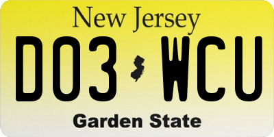NJ license plate D03WCU