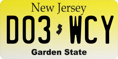 NJ license plate D03WCY