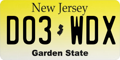 NJ license plate D03WDX