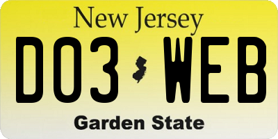 NJ license plate D03WEB