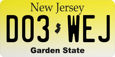 NJ license plate D03WEJ
