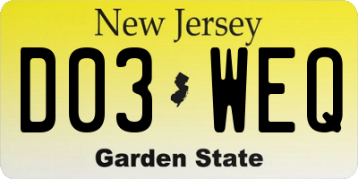 NJ license plate D03WEQ