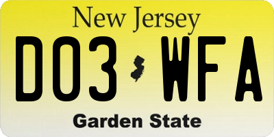 NJ license plate D03WFA