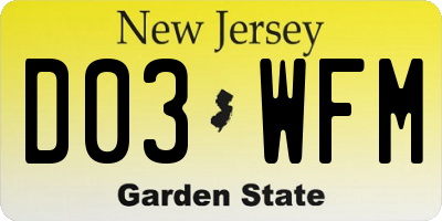NJ license plate D03WFM