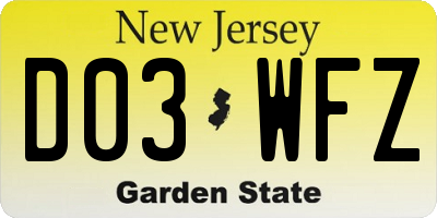NJ license plate D03WFZ
