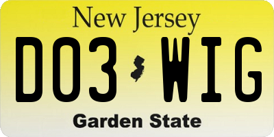 NJ license plate D03WIG