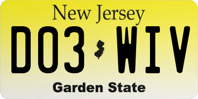 NJ license plate D03WIV