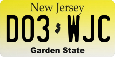 NJ license plate D03WJC