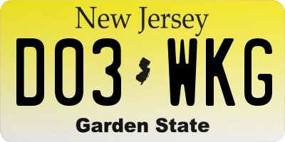 NJ license plate D03WKG