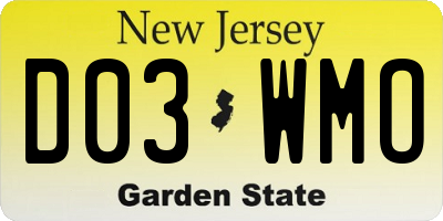 NJ license plate D03WMO