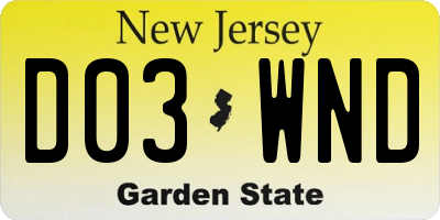 NJ license plate D03WND