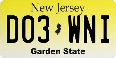 NJ license plate D03WNI