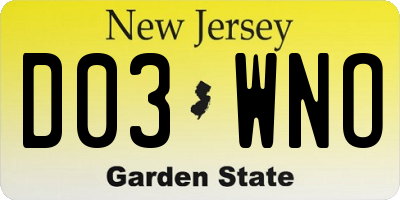NJ license plate D03WNO