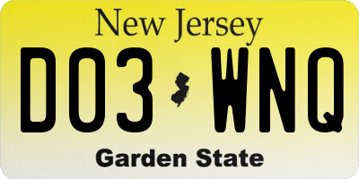 NJ license plate D03WNQ