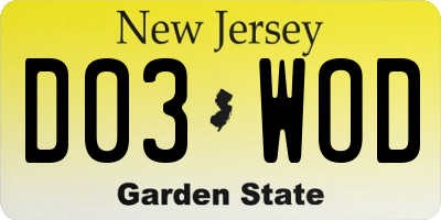 NJ license plate D03WOD