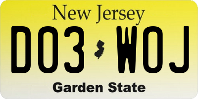 NJ license plate D03WOJ