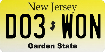 NJ license plate D03WON
