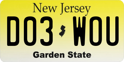 NJ license plate D03WOU