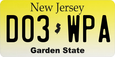 NJ license plate D03WPA