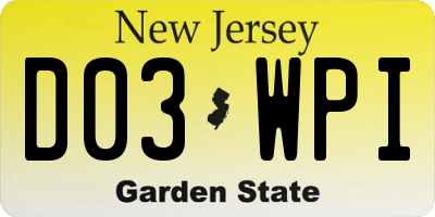 NJ license plate D03WPI