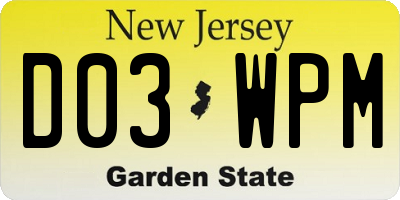 NJ license plate D03WPM
