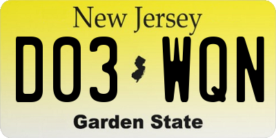 NJ license plate D03WQN