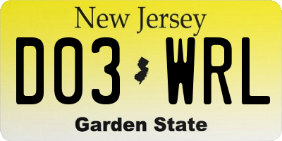 NJ license plate D03WRL