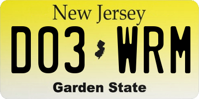 NJ license plate D03WRM