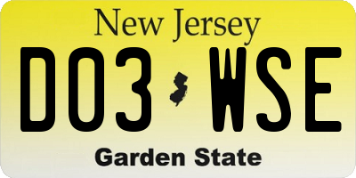 NJ license plate D03WSE