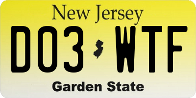 NJ license plate D03WTF