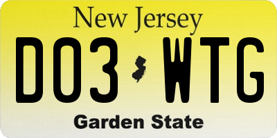 NJ license plate D03WTG